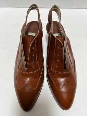 Vintage 80s Bertie Italy Leather Wingtip Oxford Slingback Heels 36 ( NO LACES)